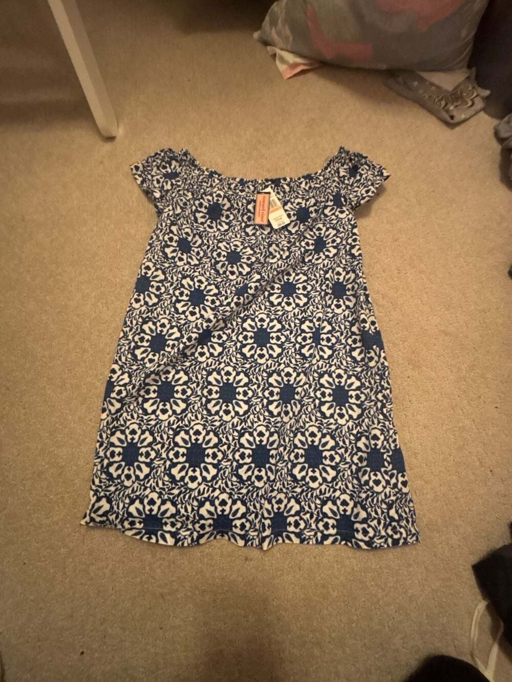 Vineyard Vines Dress Size S Blue White Floral Print Cotton